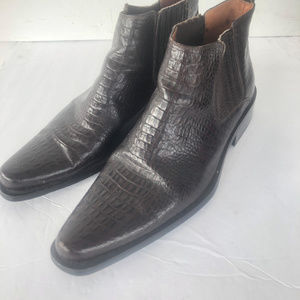 Carlo Pradi Men's Brown Croc Embossed Boots